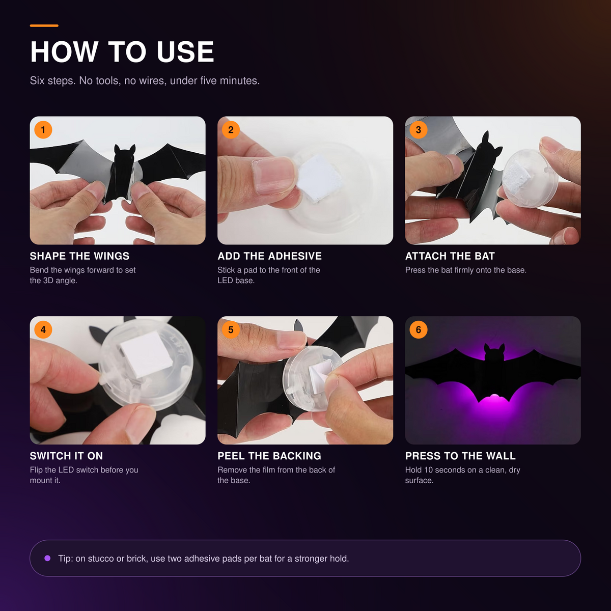Spooky Glow 3D Bat Lights
